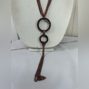 Long abstract vibe copper chain and circle necklace